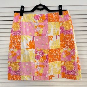 VINTAGE Lilly Pulitzer Skirt - Patchwork Pink and Orange Owl Print 💕